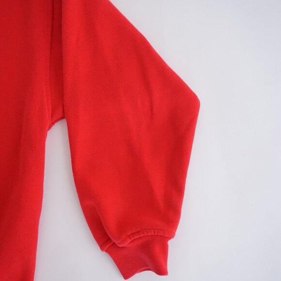 VTG Joyeuses Fêtes Red Ugly Christmas Sweatshirt Trees Cabin Holiday M - Picture 4 of 10